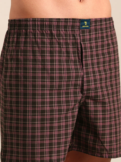 Brown Checked Cotton Boxer